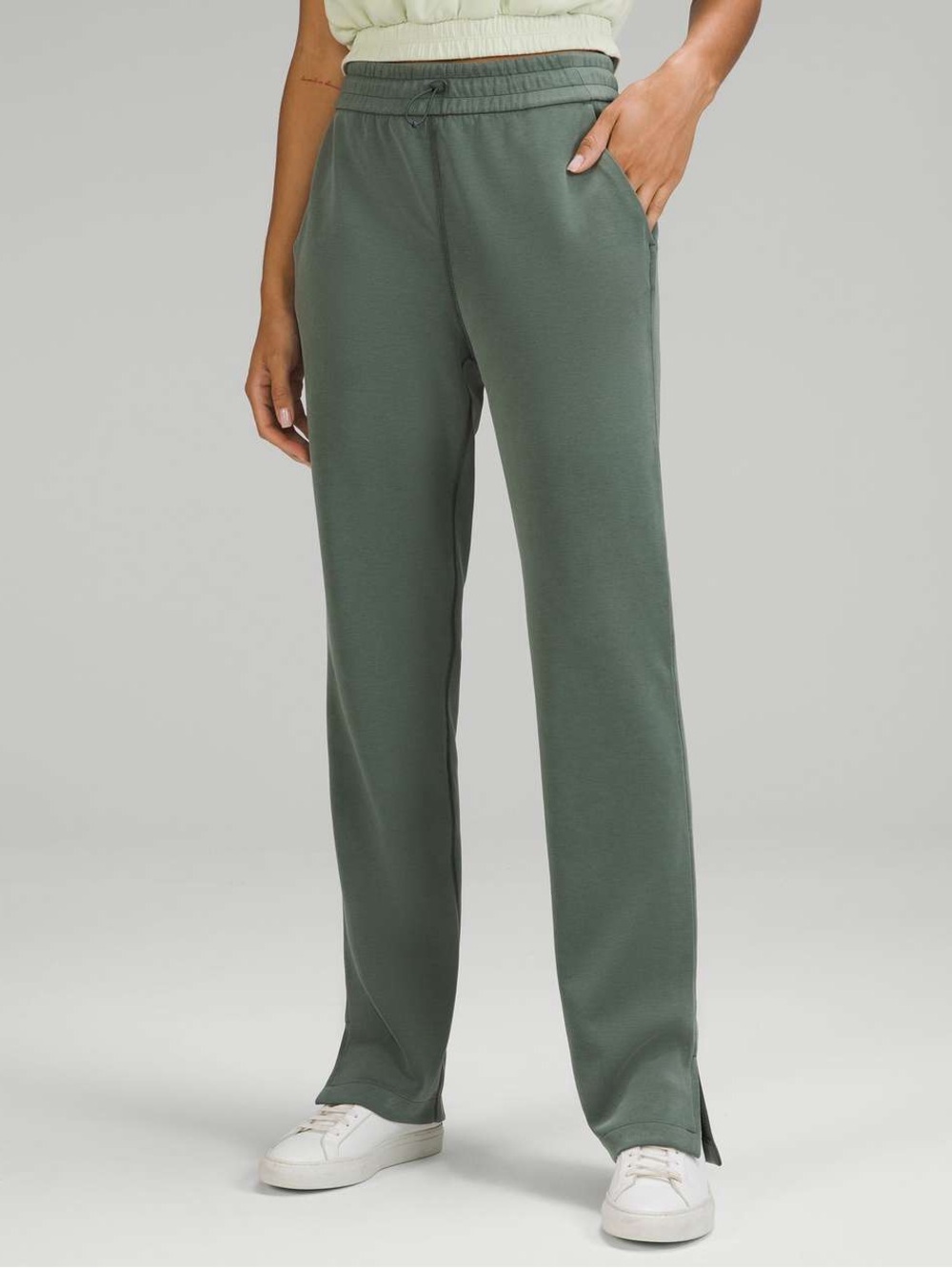 Lululemon Brushed Softstreme Split-Hem High-Rise Pant Smoked Spruce size 14